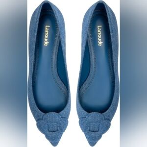 *NEW* Larroudè Flora Flat Denim Blue Women's Size 8.51